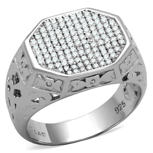 TS229 - Rhodium 925 Sterling Silver Ring with AAA Grade CZ  in Clear