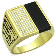 Load image into Gallery viewer, TS236 - Gold 925 Sterling Silver Ring with Semi-Precious Onyx in Jet