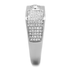 TS239 - Rhodium 925 Sterling Silver Ring with AAA Grade CZ  in Clear