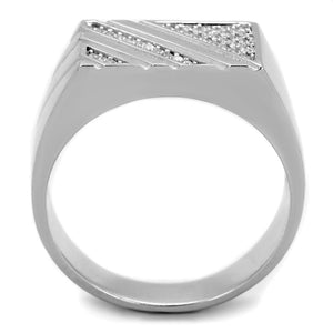 TS240 - Rhodium 925 Sterling Silver Ring with AAA Grade CZ  in Clear