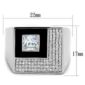 TS242 - Rhodium 925 Sterling Silver Ring with AAA Grade CZ  in Clear