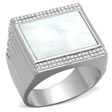 Load image into Gallery viewer, TS243 - Rhodium 925 Sterling Silver Ring with Precious Stone Conch in White