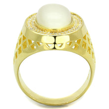 Load image into Gallery viewer, TS244 - Gold 925 Sterling Silver Ring with Synthetic Cat Eye in White