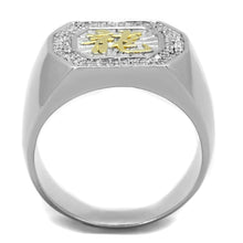 Load image into Gallery viewer, TS246 - Reverse Two-Tone 925 Sterling Silver Ring with AAA Grade CZ  in Clear