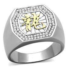 Load image into Gallery viewer, TS246 - Reverse Two-Tone 925 Sterling Silver Ring with AAA Grade CZ  in Clear