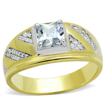 Load image into Gallery viewer, TS247 - Gold+Rhodium 925 Sterling Silver Ring with AAA Grade CZ  in Clear