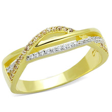 Load image into Gallery viewer, TS252 - Gold+Rhodium 925 Sterling Silver Ring with AAA Grade CZ  in Champagne