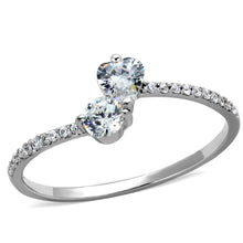 Load image into Gallery viewer, TS258 - Rhodium 925 Sterling Silver Ring with AAA Grade CZ  in Clear