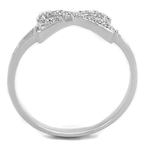 TS259 - Rhodium 925 Sterling Silver Ring with AAA Grade CZ  in Clear