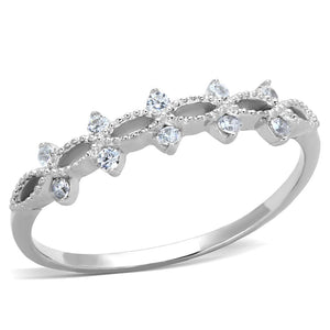 TS262 - Rhodium 925 Sterling Silver Ring with AAA Grade CZ  in Clear