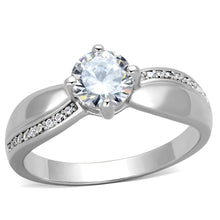 Load image into Gallery viewer, TS264 - Rhodium 925 Sterling Silver Ring with AAA Grade CZ  in Clear