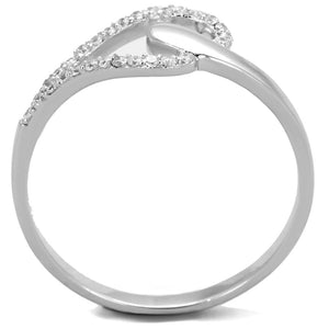 TS269 - Rhodium 925 Sterling Silver Ring with AAA Grade CZ  in Clear