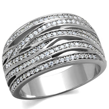 Load image into Gallery viewer, TS274 - Rhodium 925 Sterling Silver Ring with AAA Grade CZ  in Clear