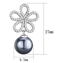 Load image into Gallery viewer, TS290 - Rhodium 925 Sterling Silver Earrings with Synthetic Pearl in Light Gray