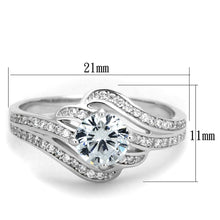 Load image into Gallery viewer, TS303 - Rhodium 925 Sterling Silver Ring with AAA Grade CZ  in Clear