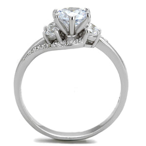 TS305 - Rhodium 925 Sterling Silver Ring with AAA Grade CZ  in Clear