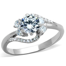 Load image into Gallery viewer, TS305 - Rhodium 925 Sterling Silver Ring with AAA Grade CZ  in Clear