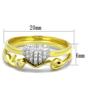 TS311 - Gold+Rhodium 925 Sterling Silver Ring with AAA Grade CZ  in Clear