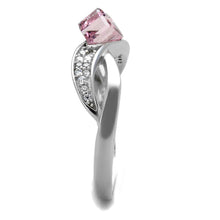 Load image into Gallery viewer, TS313 - Rhodium 925 Sterling Silver Ring with Top Grade Crystal  in Light Rose