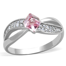 Load image into Gallery viewer, TS313 - Rhodium 925 Sterling Silver Ring with Top Grade Crystal  in Light Rose