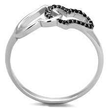 Load image into Gallery viewer, TS316 - Rhodium + Ruthenium 925 Sterling Silver Ring with AAA Grade CZ  in Black Diamond