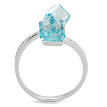 Load image into Gallery viewer, TS317 - Rhodium 925 Sterling Silver Ring with AAA Grade CZ  in Sea Blue