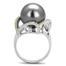 Load image into Gallery viewer, TS318 - Rhodium 925 Sterling Silver Ring with Synthetic Pearl in Gray