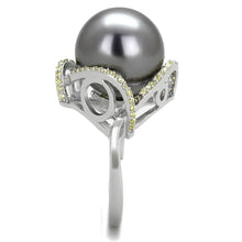 Load image into Gallery viewer, TS318 - Rhodium 925 Sterling Silver Ring with Synthetic Pearl in Gray