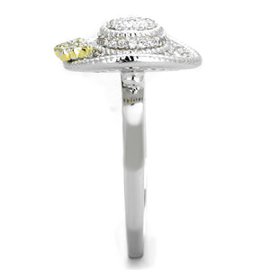 TS319 - Reverse Two-Tone 925 Sterling Silver Ring with AAA Grade CZ  in Topaz