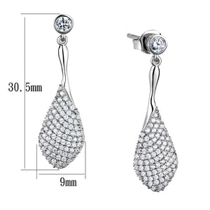 TS324 - Rhodium 925 Sterling Silver Earrings with AAA Grade CZ  in Clear