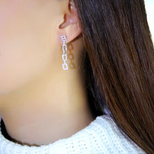 Load image into Gallery viewer, TS326 - Rhodium 925 Sterling Silver Earrings with AAA Grade CZ  in Clear