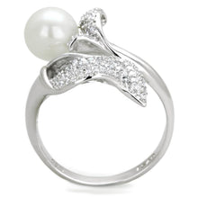 Load image into Gallery viewer, TS329 - Rhodium 925 Sterling Silver Ring with Synthetic Pearl in White