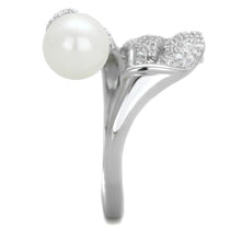 Load image into Gallery viewer, TS329 - Rhodium 925 Sterling Silver Ring with Synthetic Pearl in White