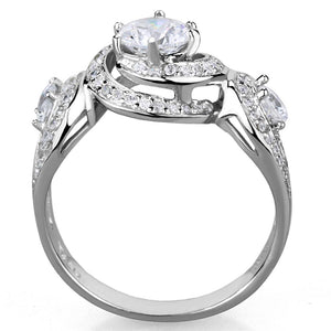 TS332 - Rhodium 925 Sterling Silver Ring with AAA Grade CZ  in Clear