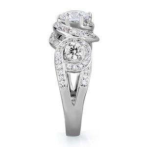 TS332 - Rhodium 925 Sterling Silver Ring with AAA Grade CZ  in Clear