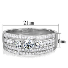 Load image into Gallery viewer, TS333 - Rhodium 925 Sterling Silver Ring with AAA Grade CZ  in Clear