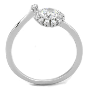 TS335 - Rhodium 925 Sterling Silver Ring with AAA Grade CZ  in Clear