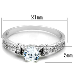 TS337 - Rhodium 925 Sterling Silver Ring with AAA Grade CZ  in Clear