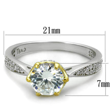 Load image into Gallery viewer, TS340 - Reverse Two-Tone 925 Sterling Silver Ring with AAA Grade CZ  in Clear