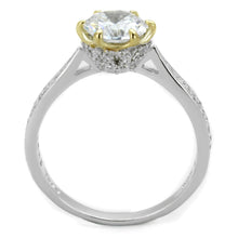 Load image into Gallery viewer, TS340 - Reverse Two-Tone 925 Sterling Silver Ring with AAA Grade CZ  in Clear