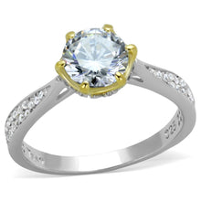 Load image into Gallery viewer, TS340 - Reverse Two-Tone 925 Sterling Silver Ring with AAA Grade CZ  in Clear