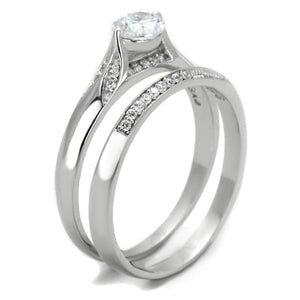 TS348 - Rhodium 925 Sterling Silver Ring with AAA Grade CZ  in Clear