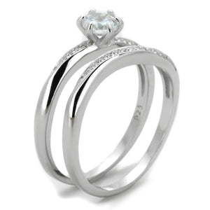 TS349 - Rhodium 925 Sterling Silver Ring with AAA Grade CZ  in Clear