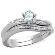 Load image into Gallery viewer, TS349 - Rhodium 925 Sterling Silver Ring with AAA Grade CZ  in Clear