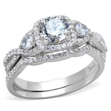 Load image into Gallery viewer, TS352 - Rhodium 925 Sterling Silver Ring with AAA Grade CZ  in Clear