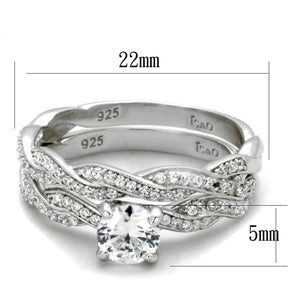 TS353 - Rhodium 925 Sterling Silver Ring with AAA Grade CZ  in Clear