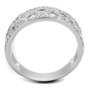 TS354 - Rhodium 925 Sterling Silver Ring with AAA Grade CZ  in Clear