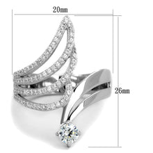 Load image into Gallery viewer, TS356 - Rhodium 925 Sterling Silver Ring with AAA Grade CZ  in Clear