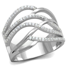 Load image into Gallery viewer, TS357 - Rhodium 925 Sterling Silver Ring with AAA Grade CZ  in Clear