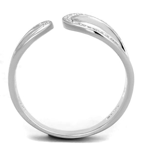 TS359 - Rhodium 925 Sterling Silver Ring with AAA Grade CZ  in Clear